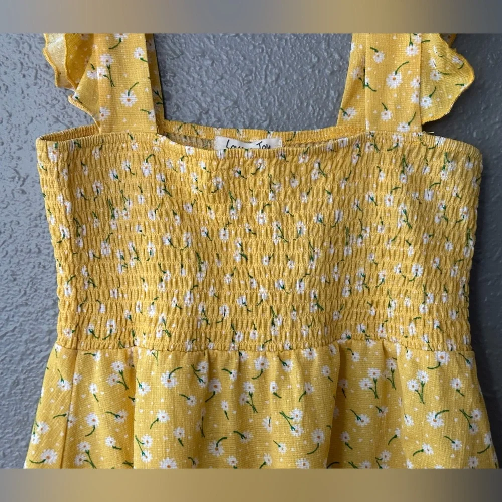 Love + Joy Yellow Ruffled Sleeve Daisy Summer Top Size S" NWOT Juniors Tank Top - Picture 3 of 11